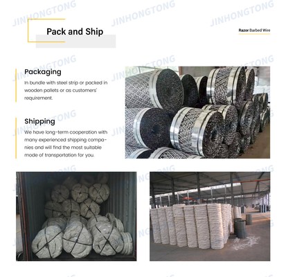 2.5±0.1 мм Диаметр коренной проволоки. BTO22 Roll Hot Dip Galvanized Razor Barbed Wire для ограждения