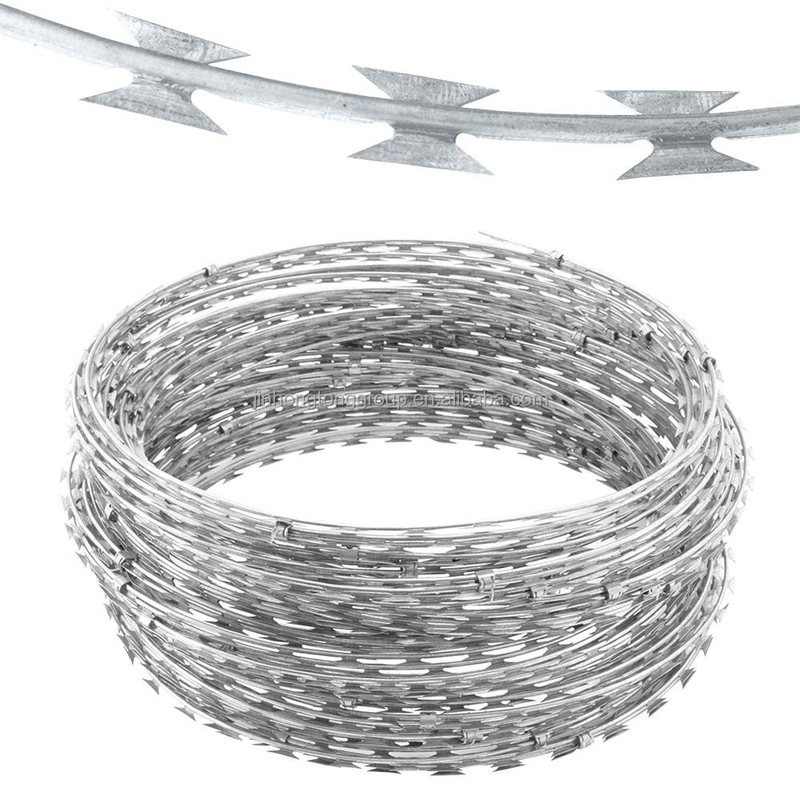 Цены горячеполошенный оцинкованный CBT65 BTO30 BTO22 Roll Concertina Double Strand Razor Barbed Wire for Prison Mesh Fence